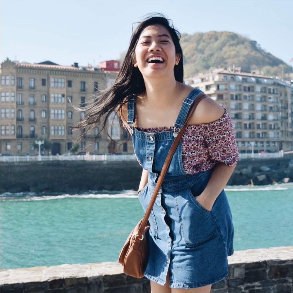 H&M divided denim overall button down dress